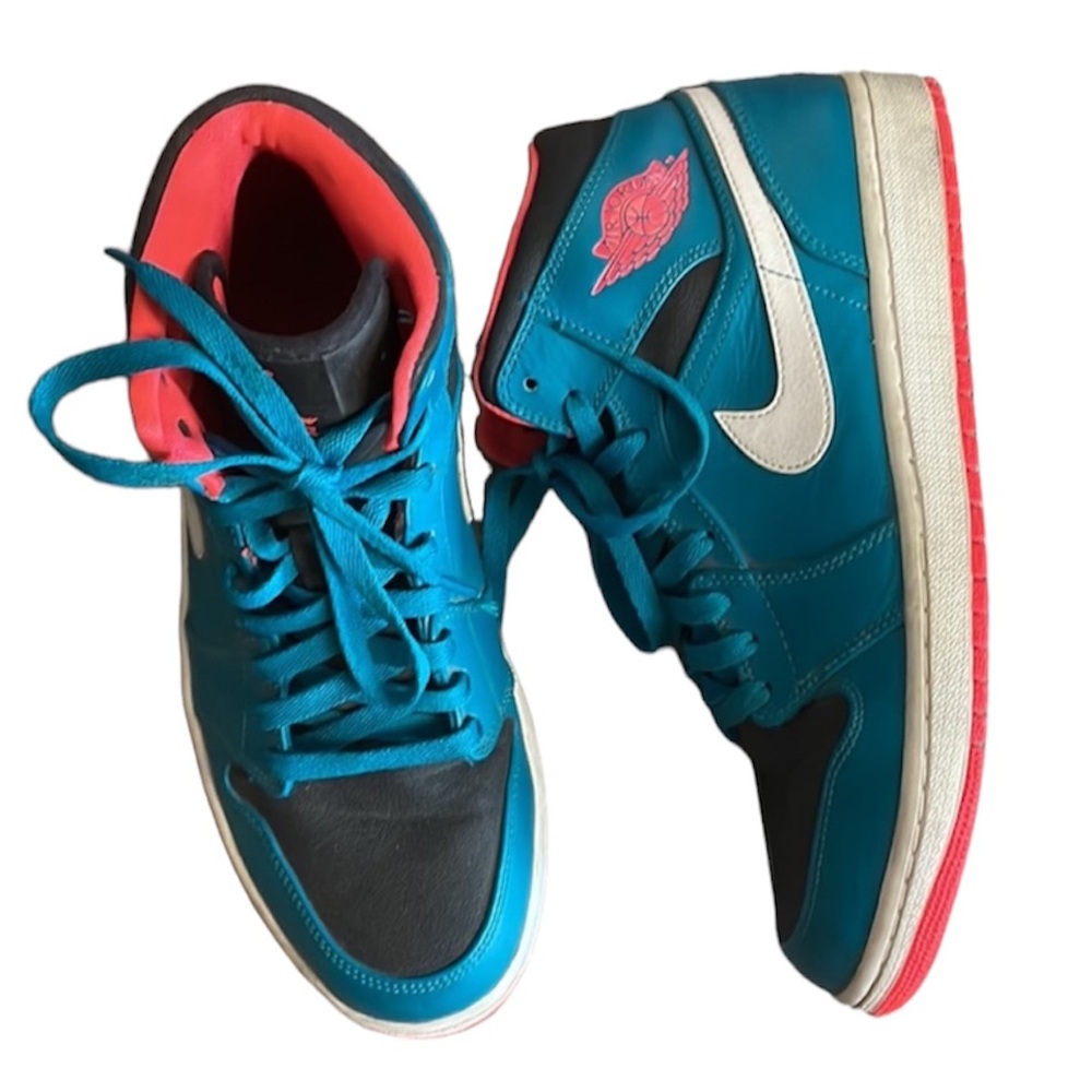 Air Jordan 1 mid infrared 23 tropical teal/black/white basketball sneake…